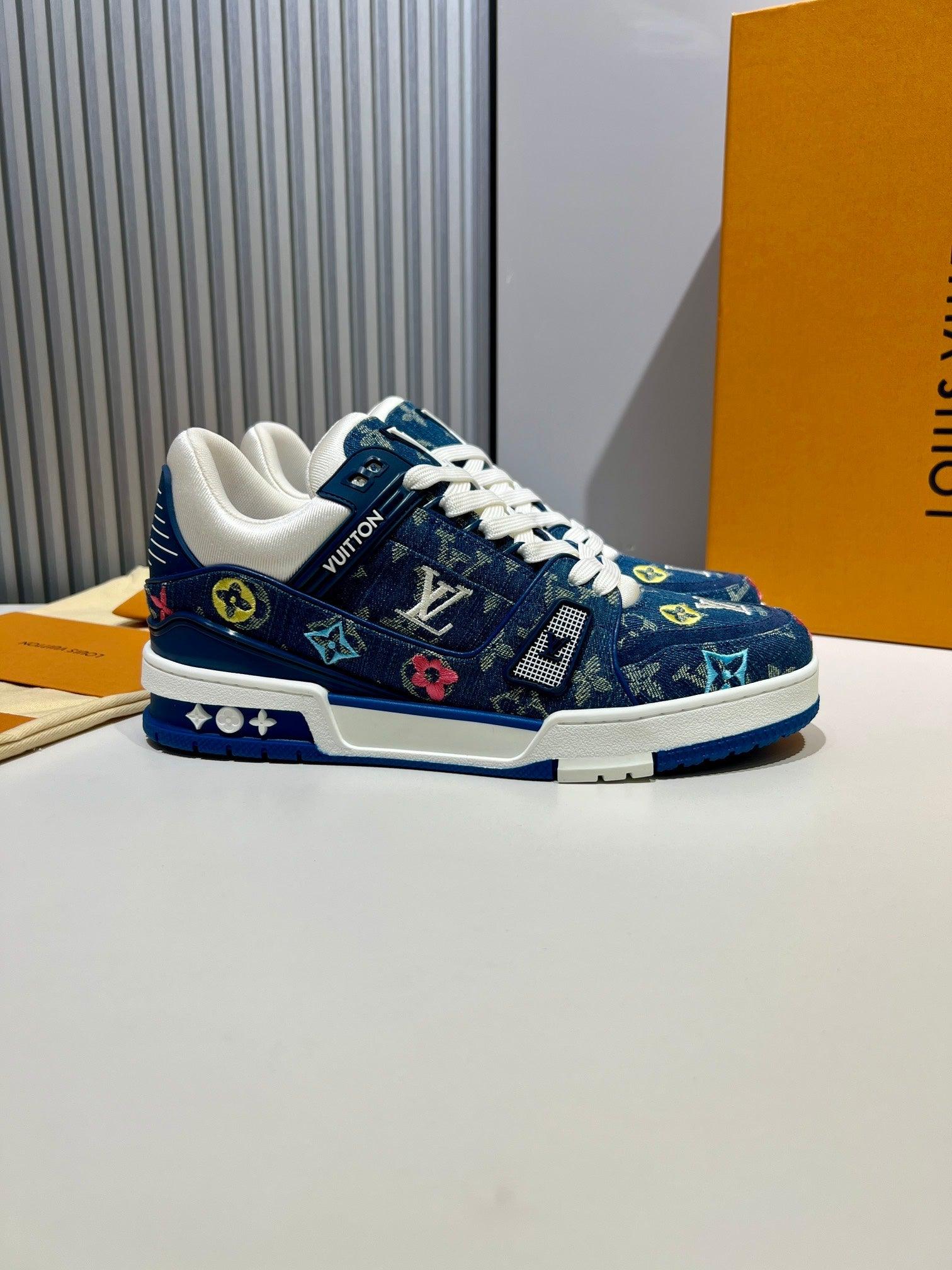 LUV Embroidered Denim Blue Trainer Sneakers-076 - sneakerhillcom