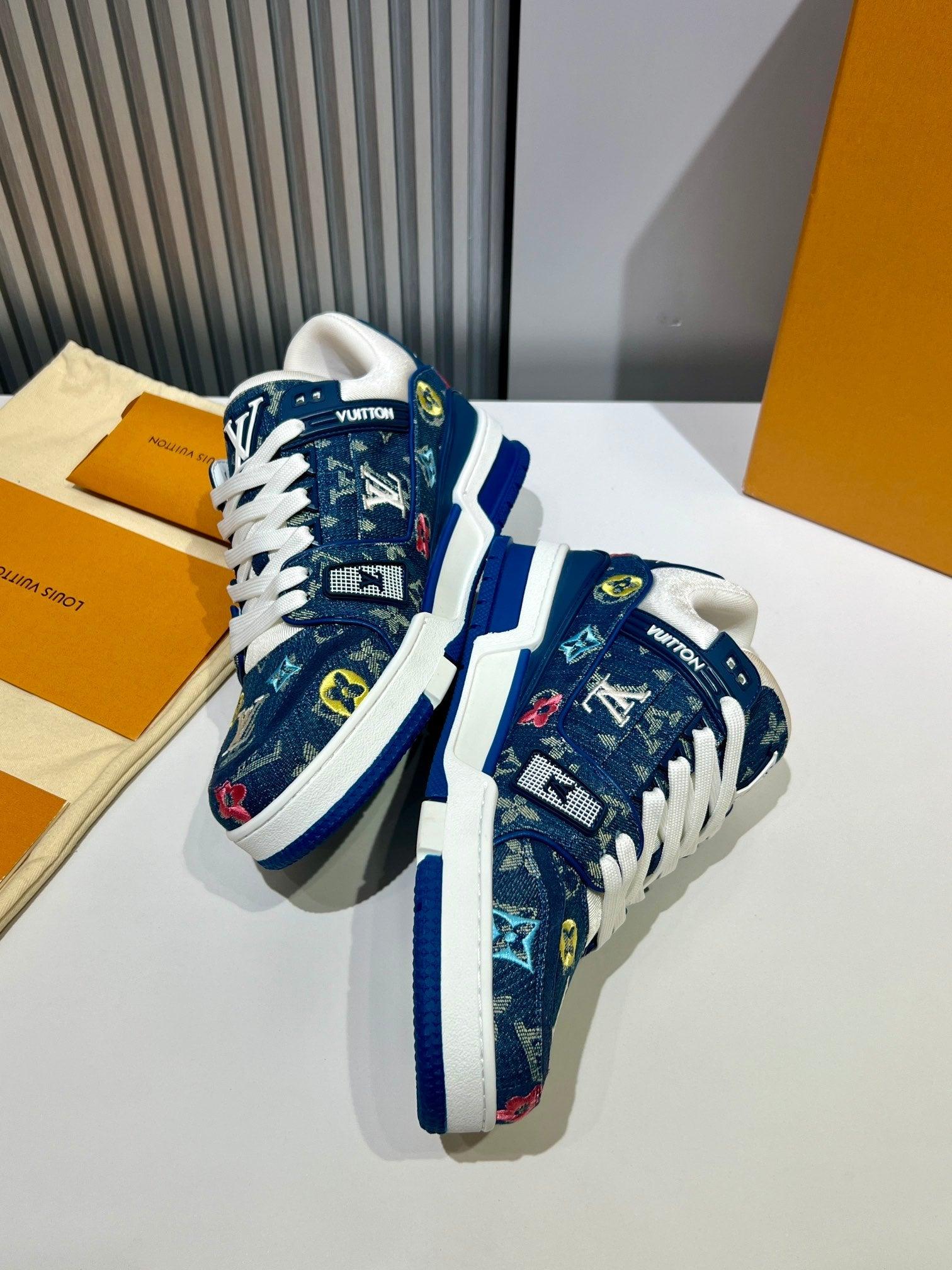LUV Embroidered Denim Blue Trainer Sneakers-076 - sneakerhillcom