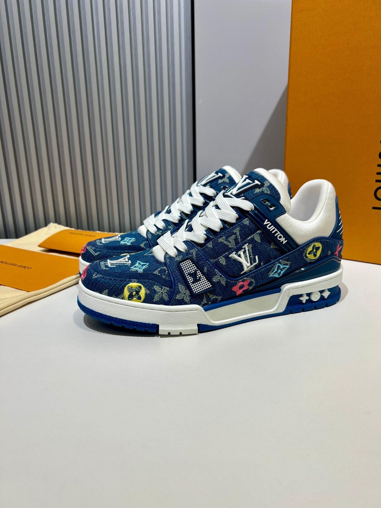 LUV Embroidered Denim Blue Trainer Sneakers-076 - sneakerhillcom