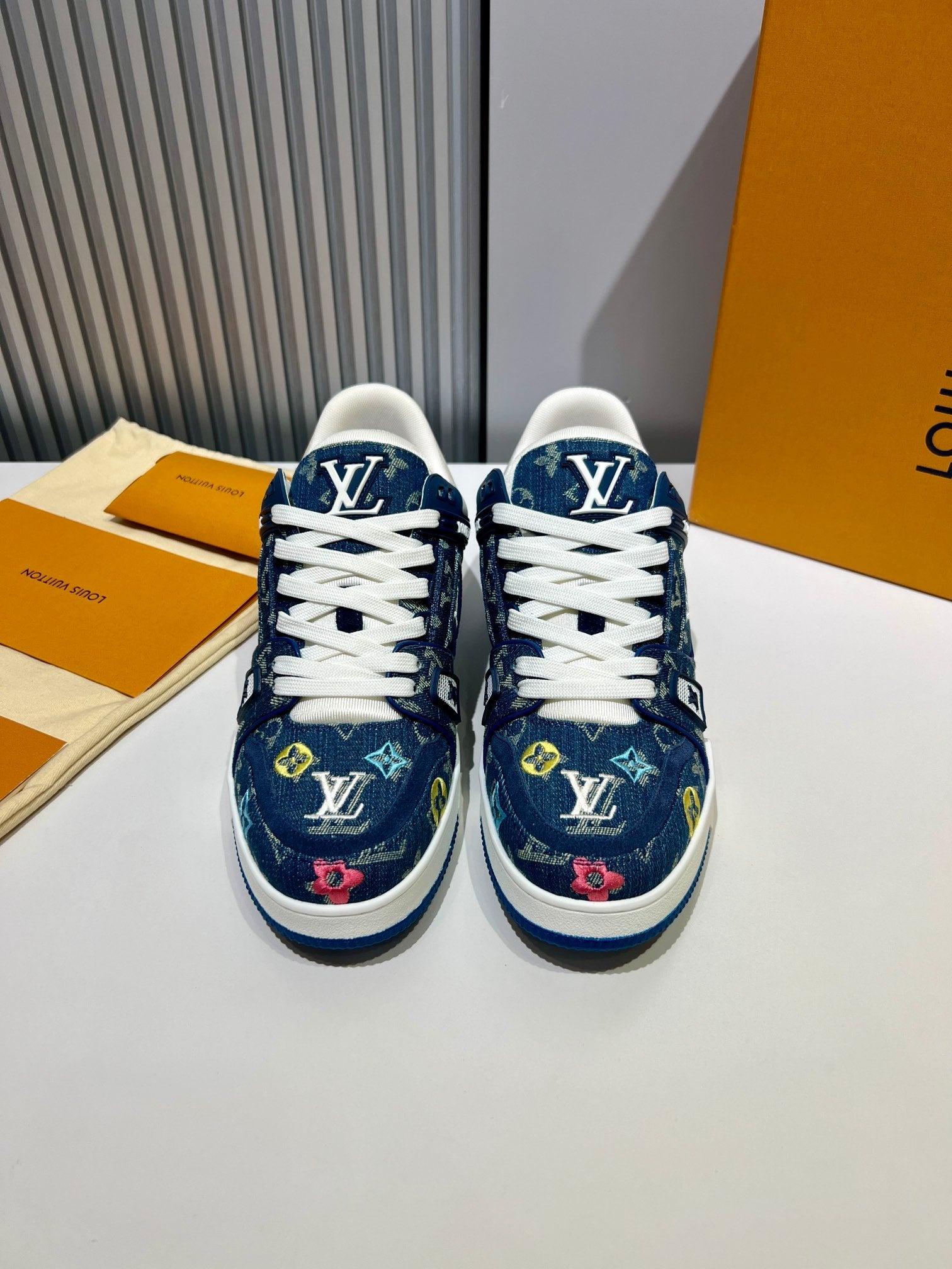 LUV Embroidered Denim Blue Trainer Sneakers-076 - sneakerhillcom