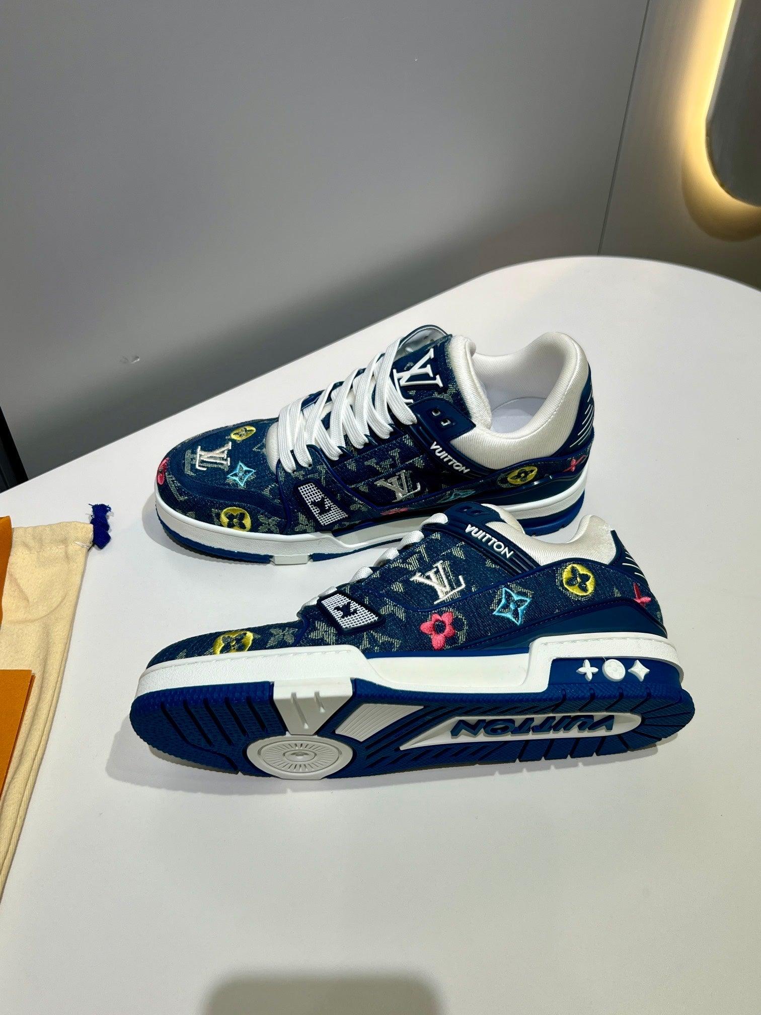 LUV Embroidered Denim Blue Trainer Sneakers-076 - sneakerhillcom