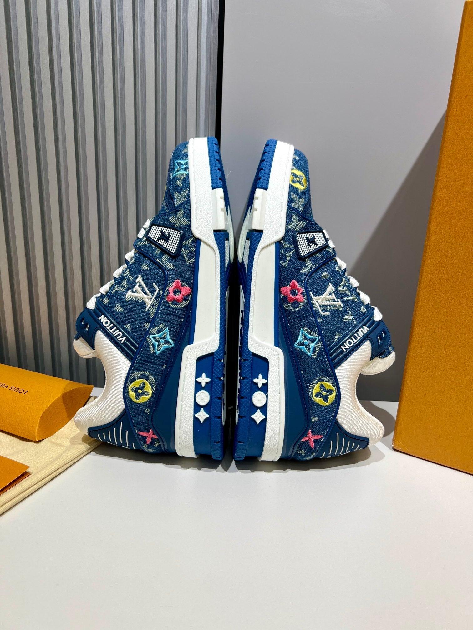 LUV Embroidered Denim Blue Trainer Sneakers-076 - sneakerhillcom