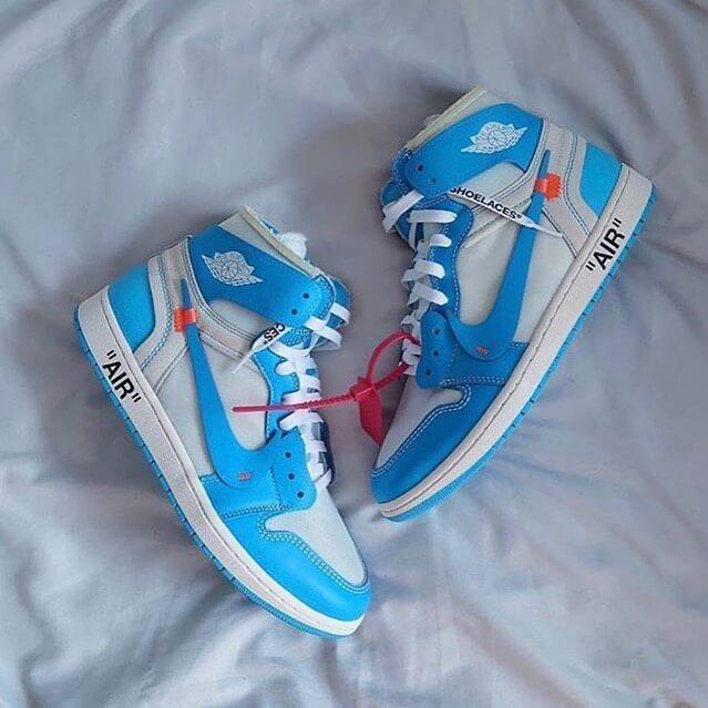 Custom Air Jordan 1 OFF-White Blue Sneakers - sneakerhillcom