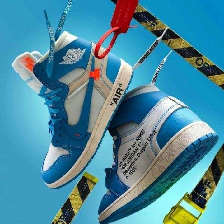 Custom Air Jordan 1 OFF-White Blue Sneakers - sneakerhillcom