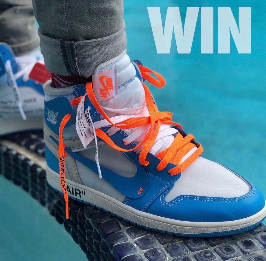 Custom Air Jordan 1 OFF-White Blue Sneakers - sneakerhillcom