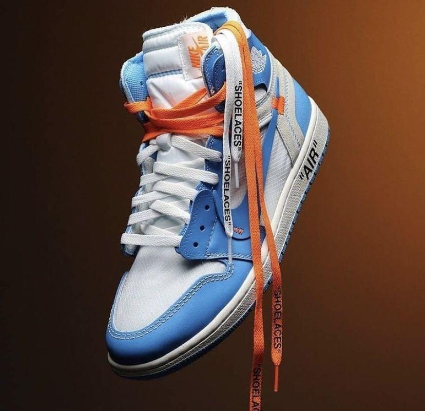 Custom Air Jordan 1 OFF-White Blue Sneakers - sneakerhillcom