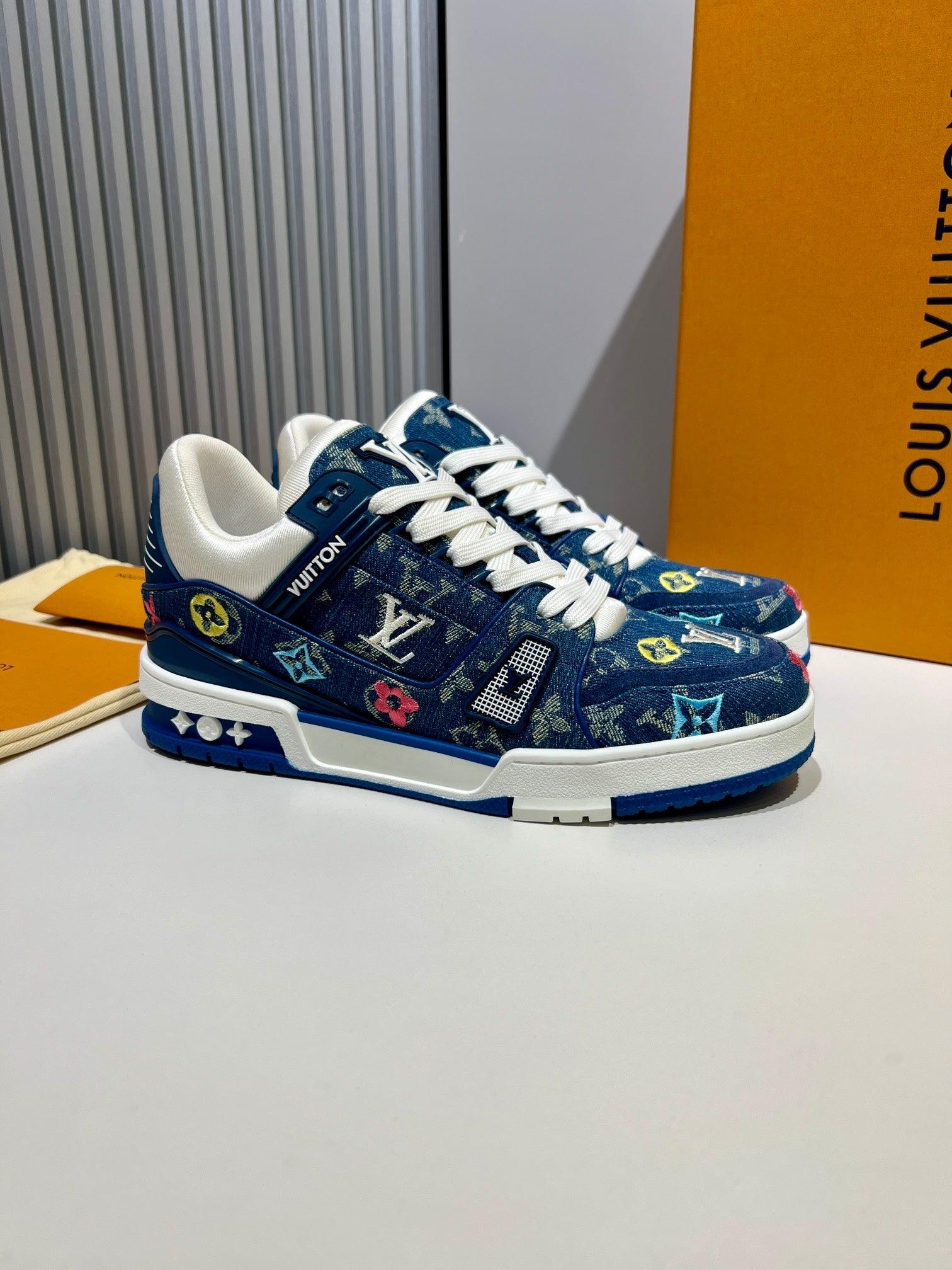 LUV Embroidered Denim Blue Trainer Sneakers-076 - sneakerhillcom