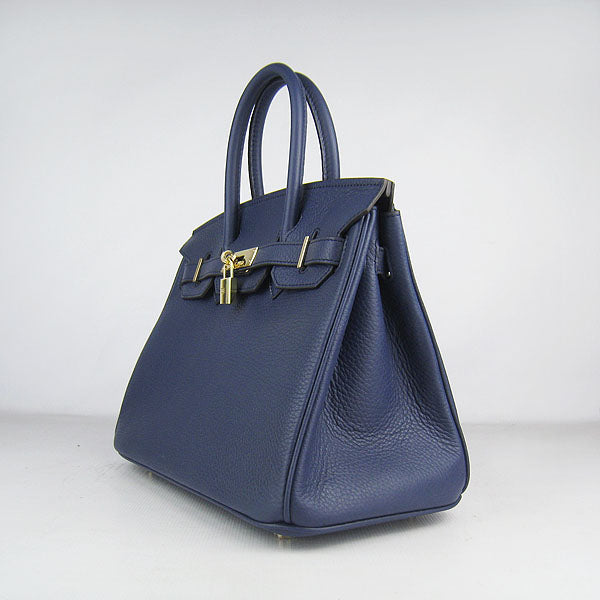 Birkin 30cm Togo Leather Handbags Dark Blue Golden - sneakerlandnet