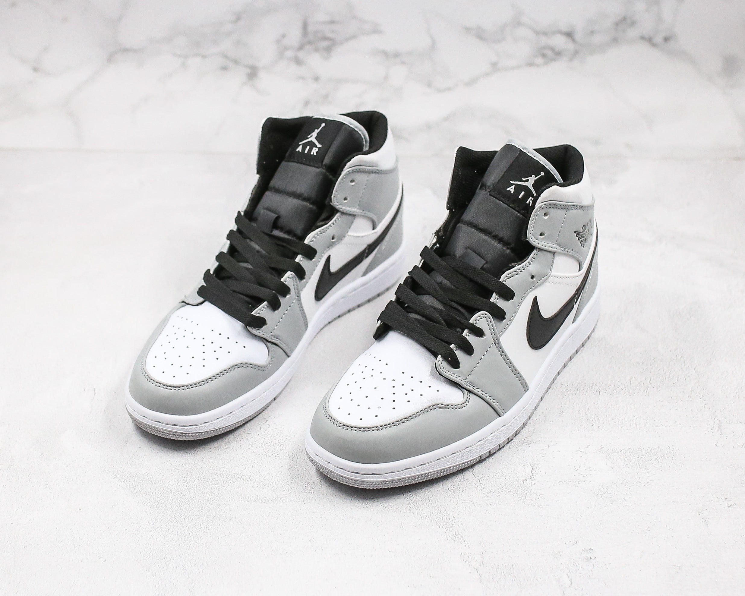 Custom Jordan 1 Mid Light Smoke Grey High Q blackoriginal