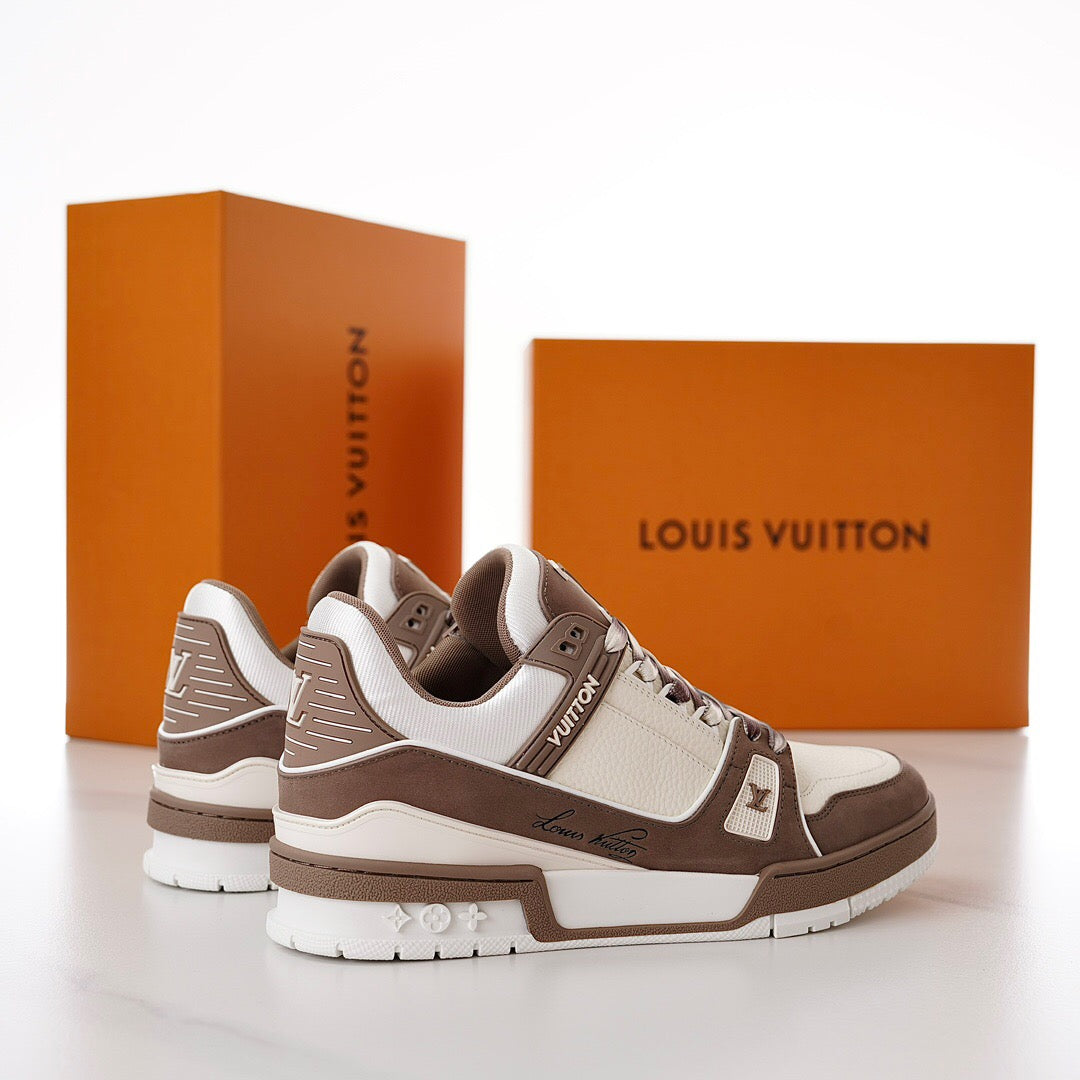 LUV Brown and White Trainer Sneakers-087 - sneakerhillcom