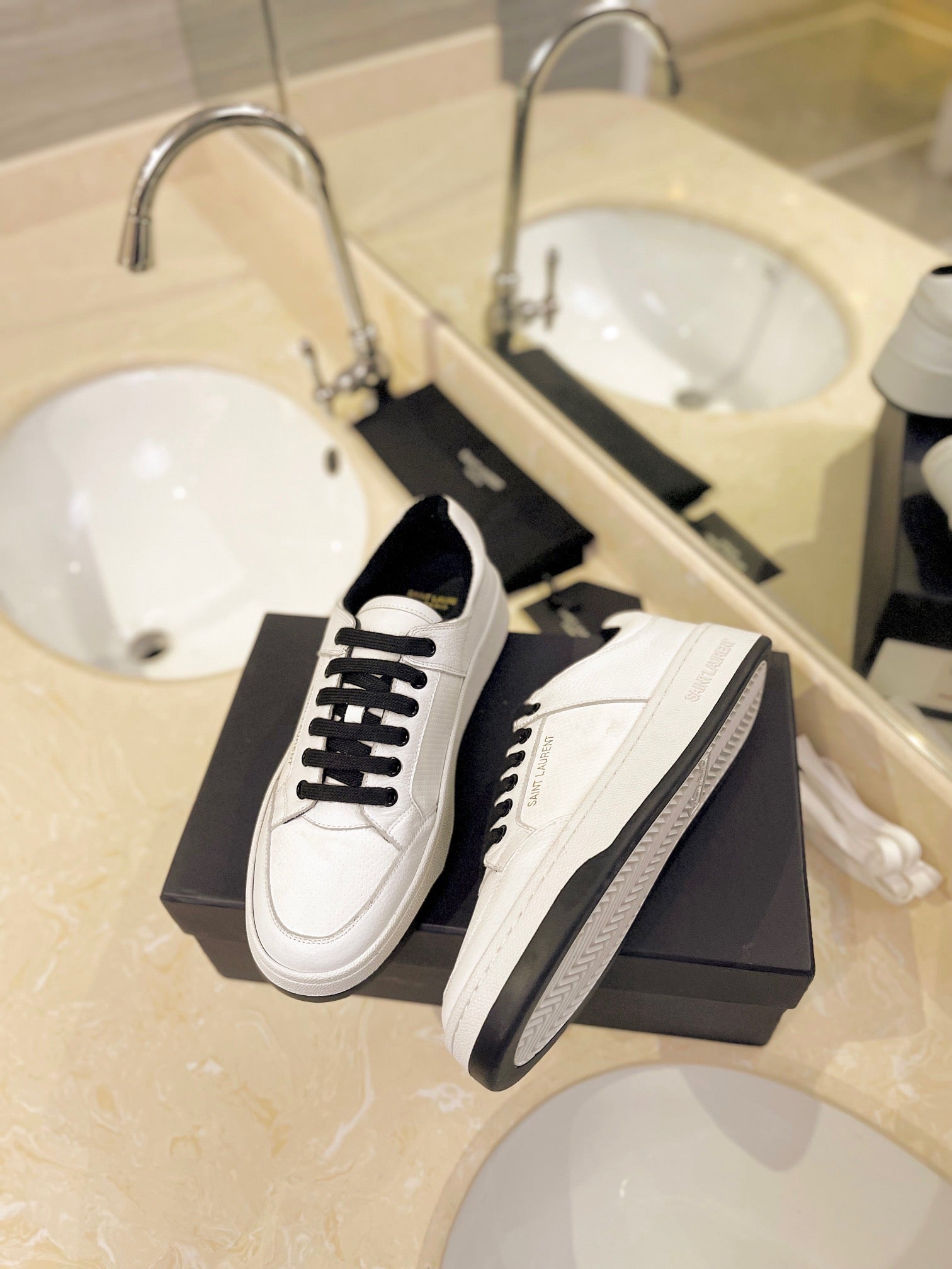 VSL Black and White Leather Sneakers-165 - sneakerhillcom