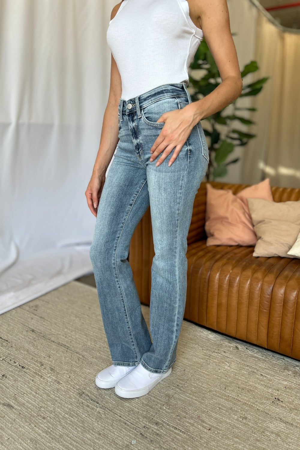 Judy Blue Full Size Medium Rise Bootcut Jeans Trendsi