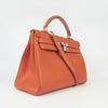 Kelly 35cm Togo Leather Handbag Orange/Silver Kilta bags