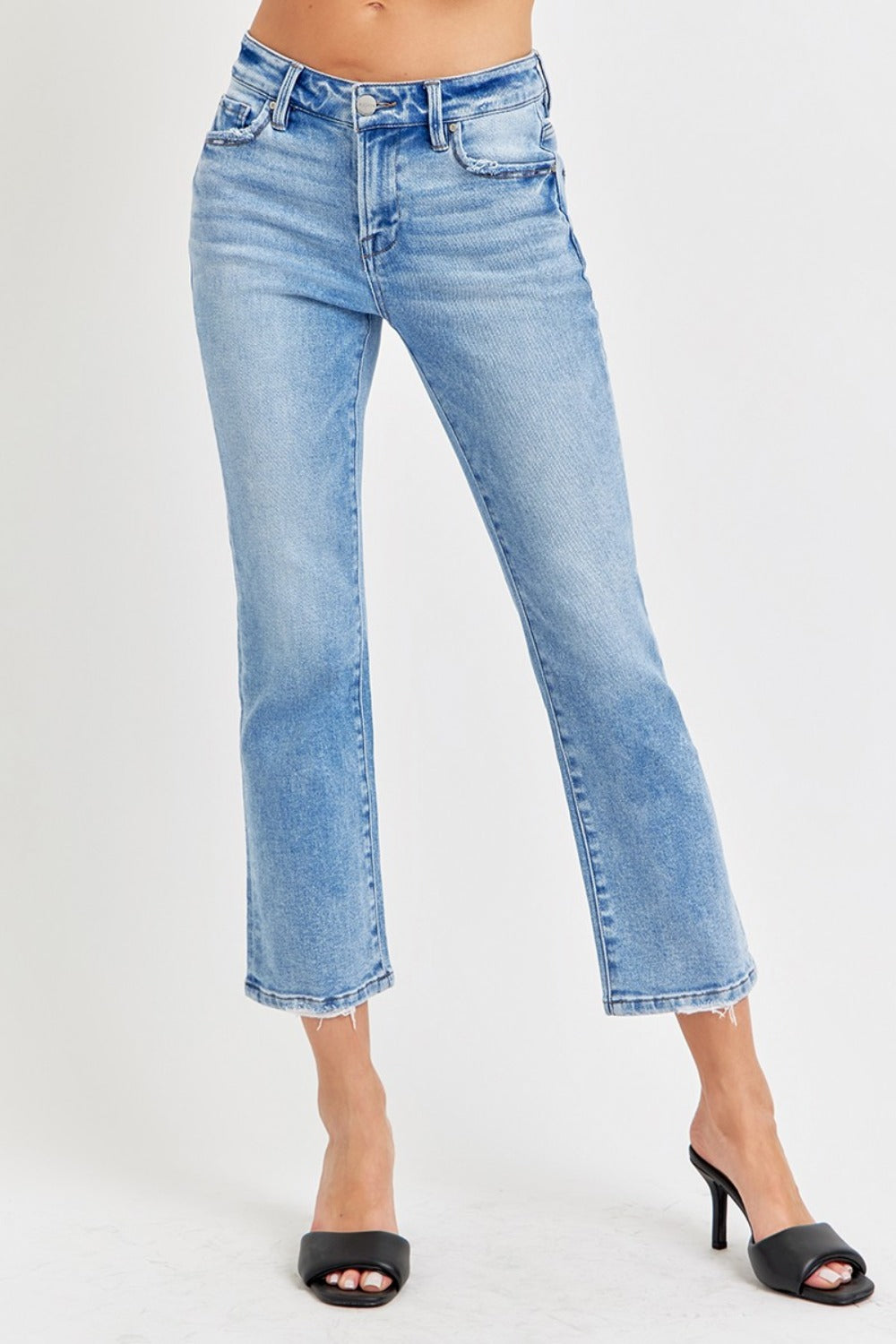 RISEN Full Size Low Rise Crop Slim Straight Jeans Trendsi