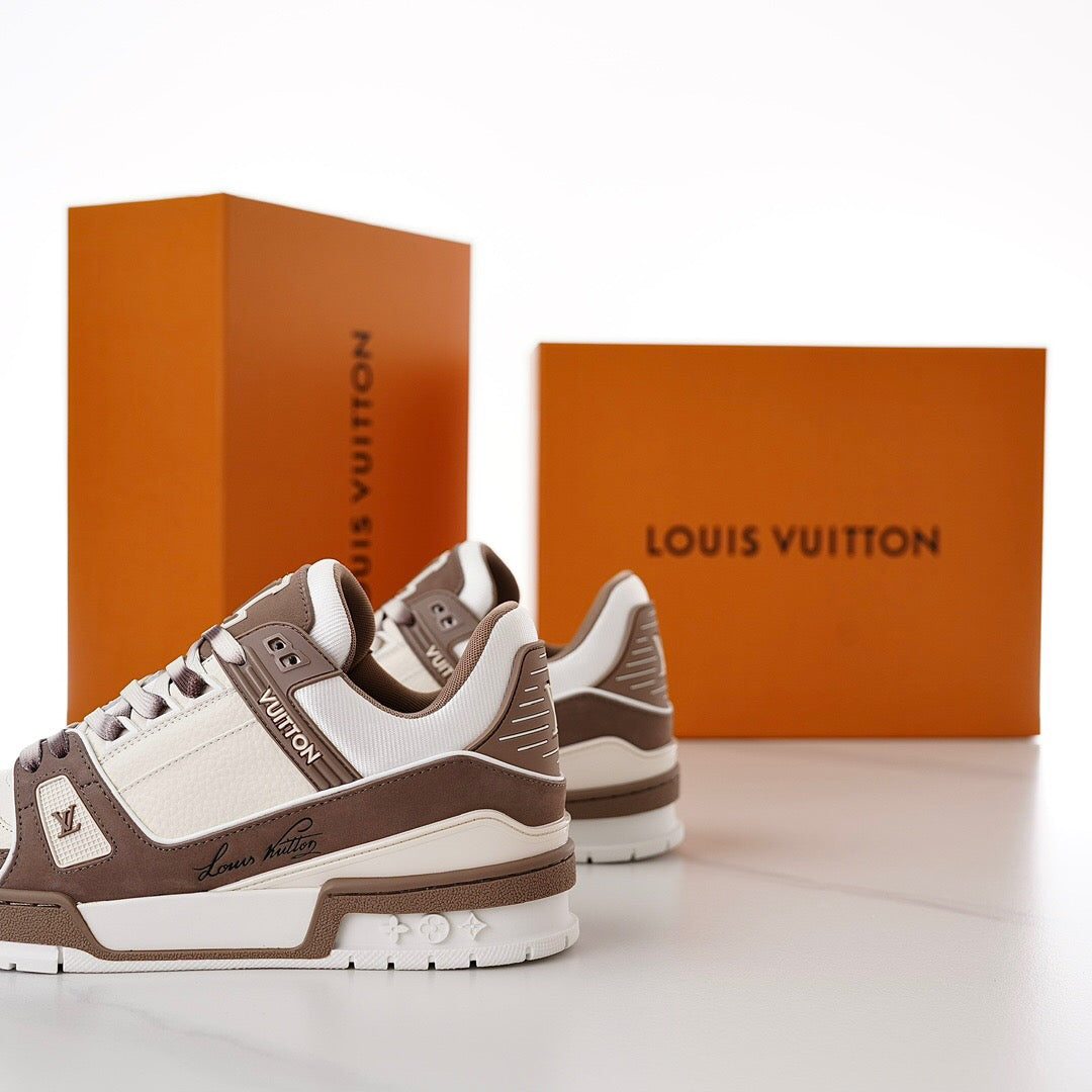 LUV Brown and White Trainer Sneakers-087 - sneakerhillcom