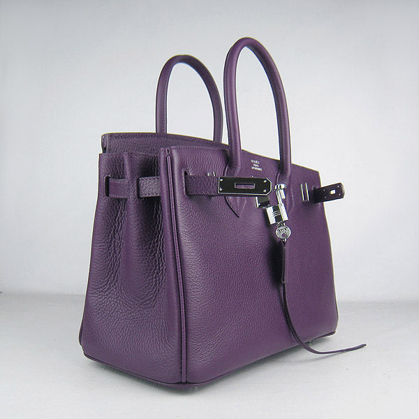 Birkin 30cm Togo Leather Handbags Purple Silver Kilta bags