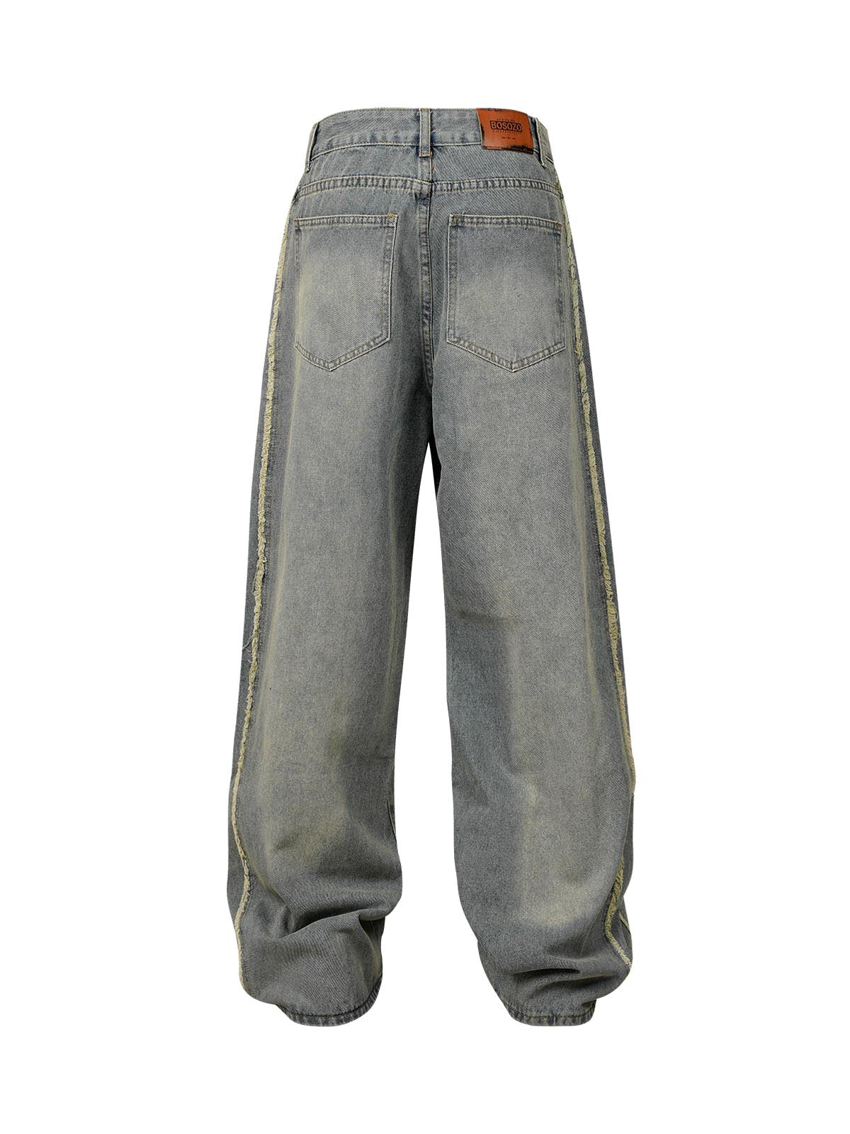 Sneakerhill Washed Distressed Raw Edge Baggy Jeans - sneakerhillcom