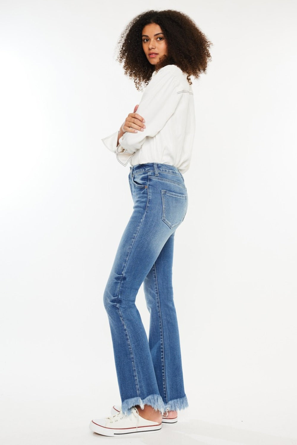 Kancan High Rise Frayed Hem Jeans Trendsi