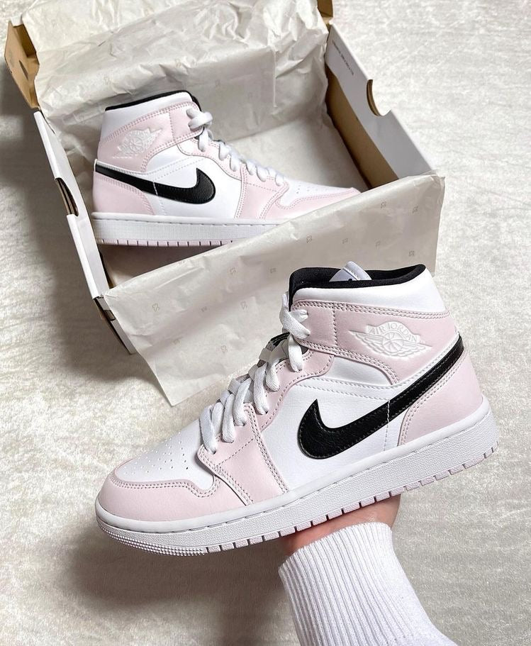 Custom Air Jordan 1 Pink Mid High Q - sneakerlandnet