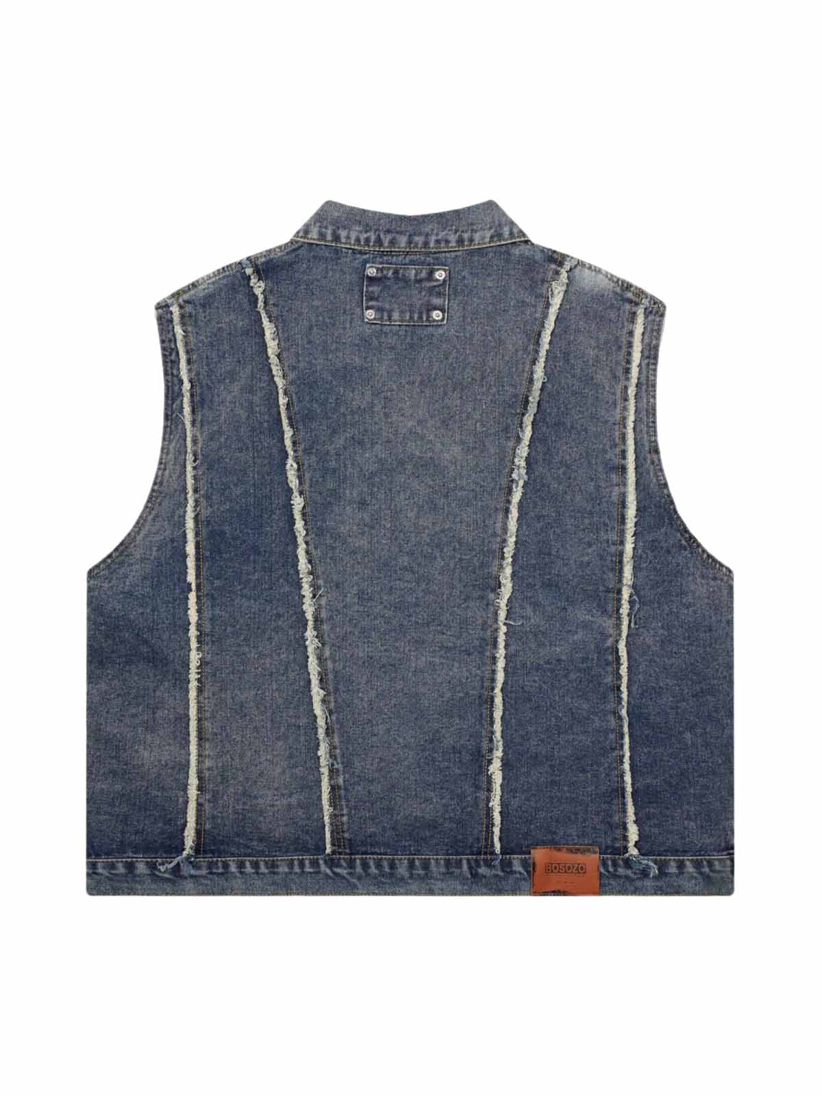 Sneakerhill Raw Edge split Washed Denim Vest