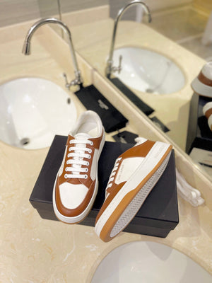 VSL Brown and White Leather Sneakers-166 - sneakerhillcom