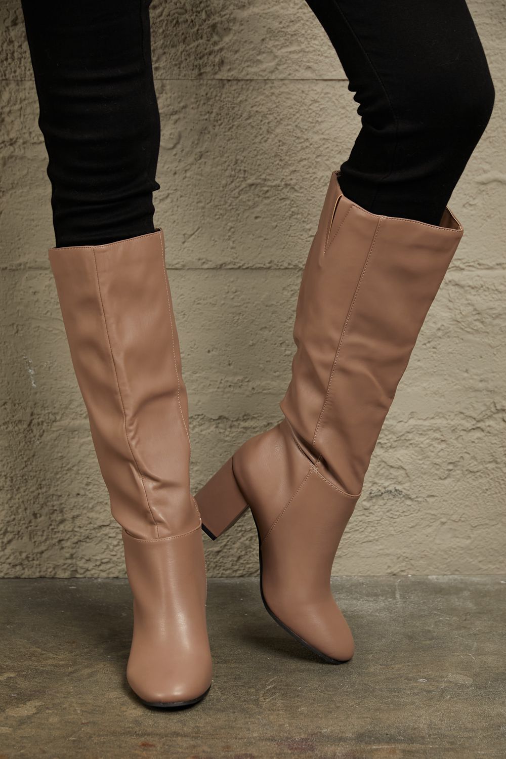 East Lion Corp Block Heel Knee High Boots Trendsi