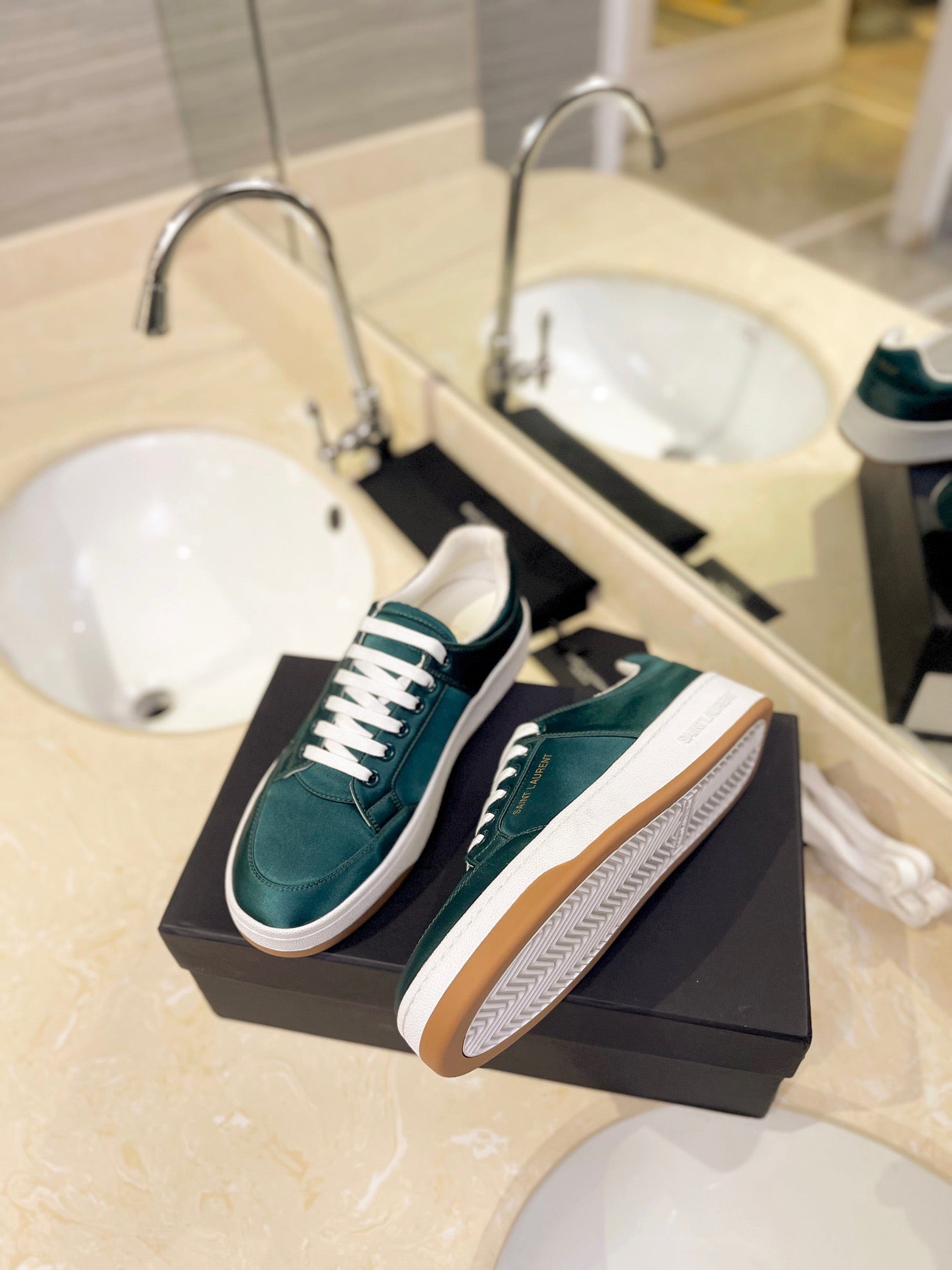 VSL Green Leather Sneakers-173 - sneakerhillcom