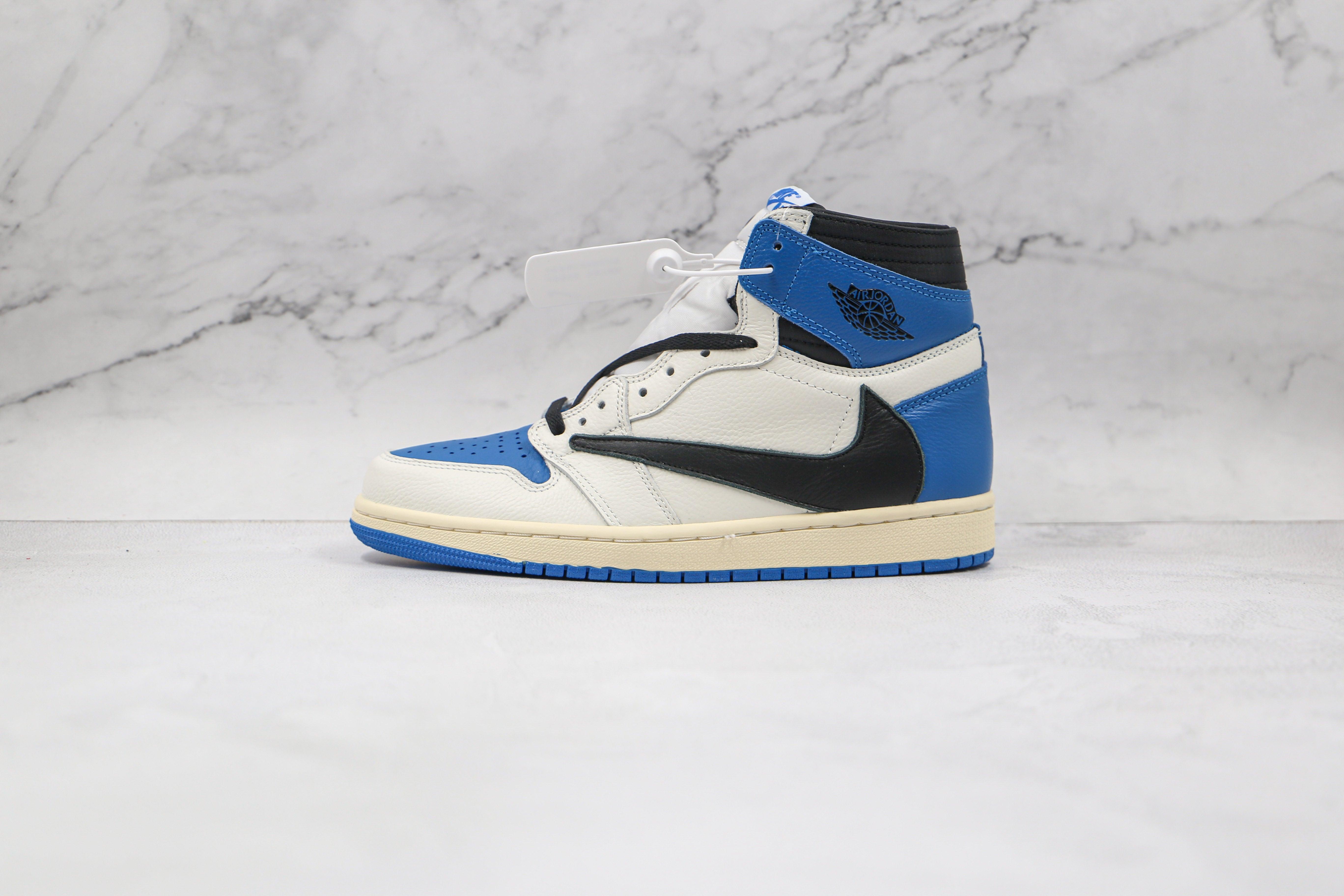 Custom Blue T-Scott x Fragment x Air Jordan 1 High Q ( Customs And Box ), Jordan 1 Sneakers Active sneakeronline