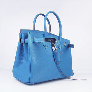 Birkin 30cm Togo Leather Handbags Blue Silver - sneakerlandnet