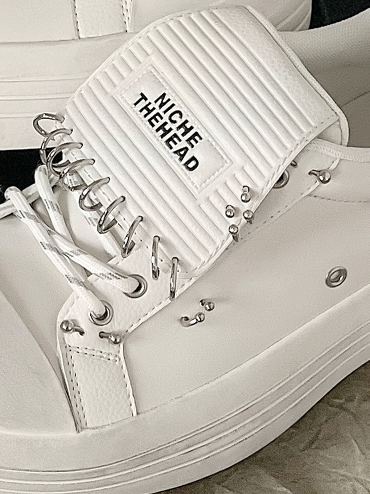 Sneakerhill Punk Metal Ring Platform Sneakers - sneakerhillcom