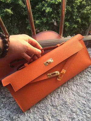 Orange Handcrafted Kelly Cut Clutch Kilta bags