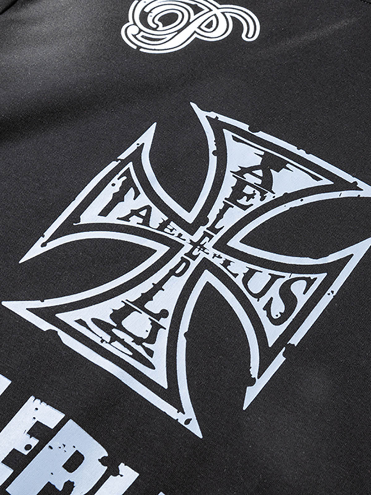 Sneakerhill Cross Print Graphic Hoodies - 2192