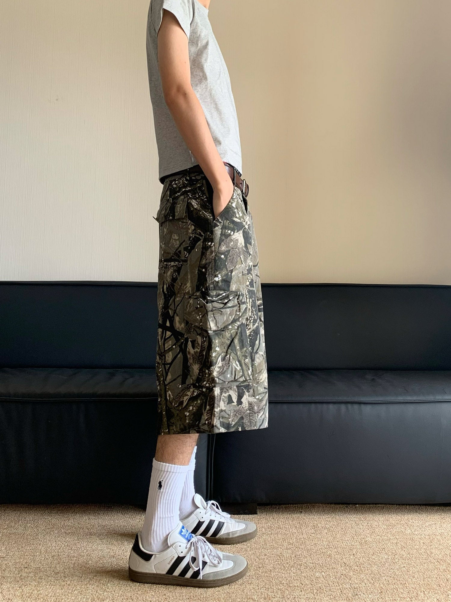 Sneakerhill Retro Camouflage Fallen Leaves Cargo Jorts - 2166