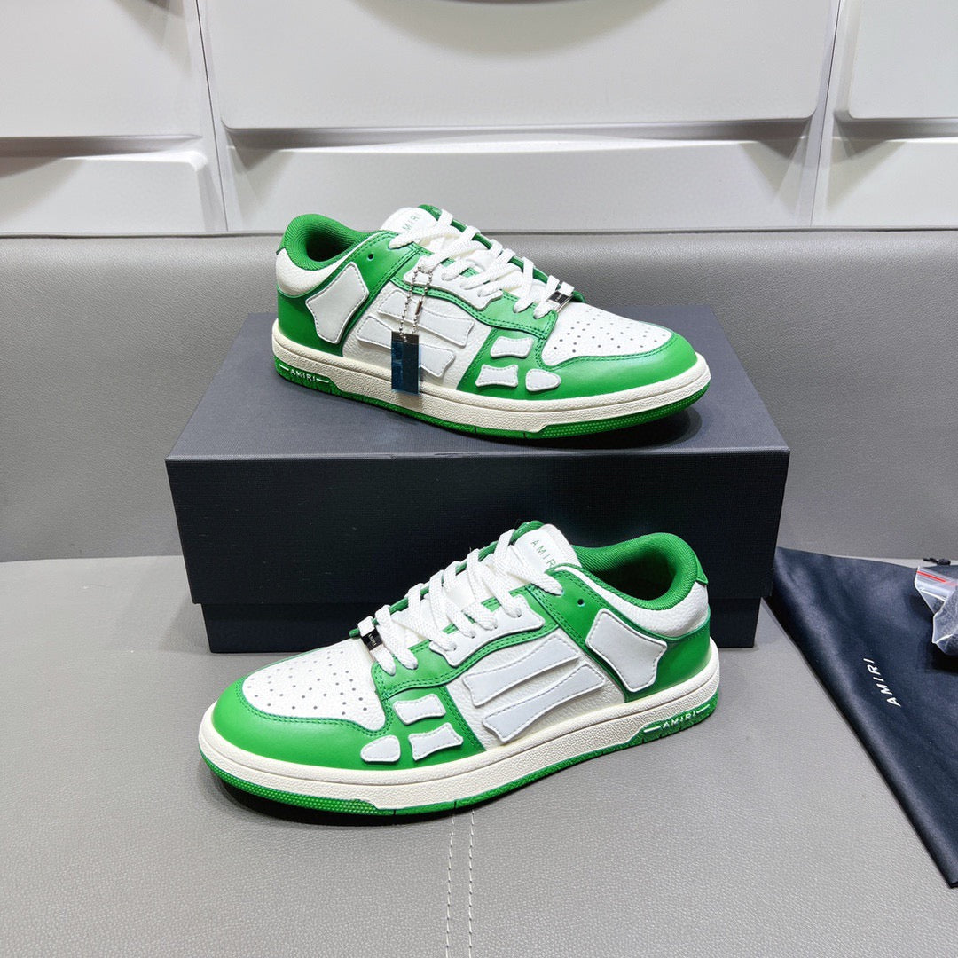 AMR Skel Top Low White and Green Sneakers-154 - sneakerhillcom