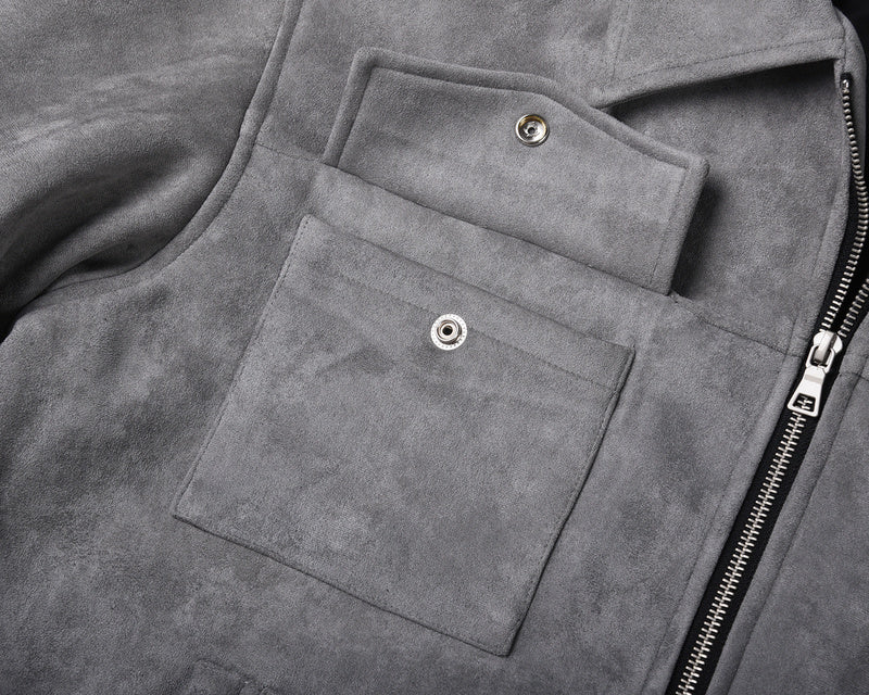 Suede Work Jacket - Grey - sneakerhillcom