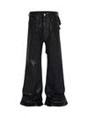 Sneakerhill Black Wax Coated Flare Jeans - sneakerhillcom