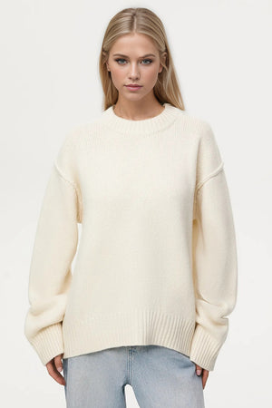 Basic Bae Round Neck Dropped Shoulder Sweater Trendsi