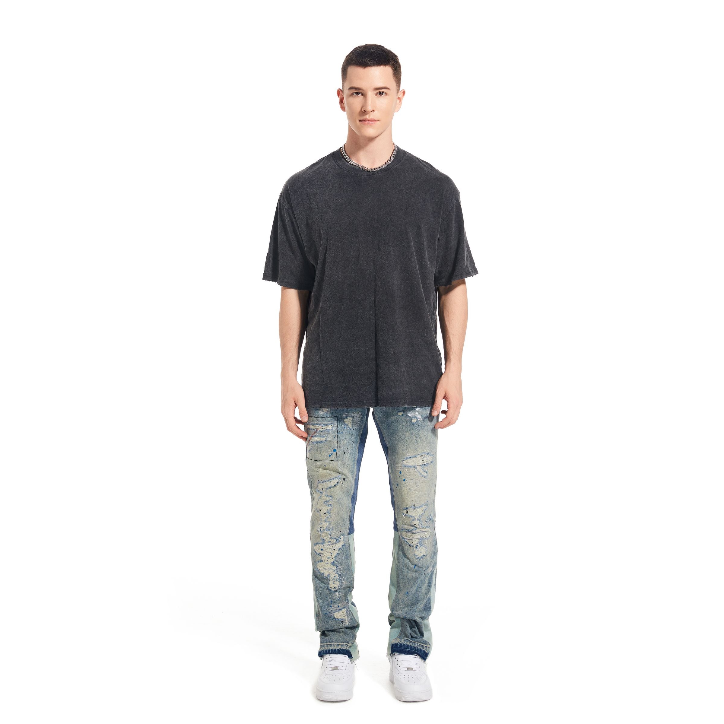 Sneakerhill Flare Denim - Destroyed Indigo - sneakerhillcom