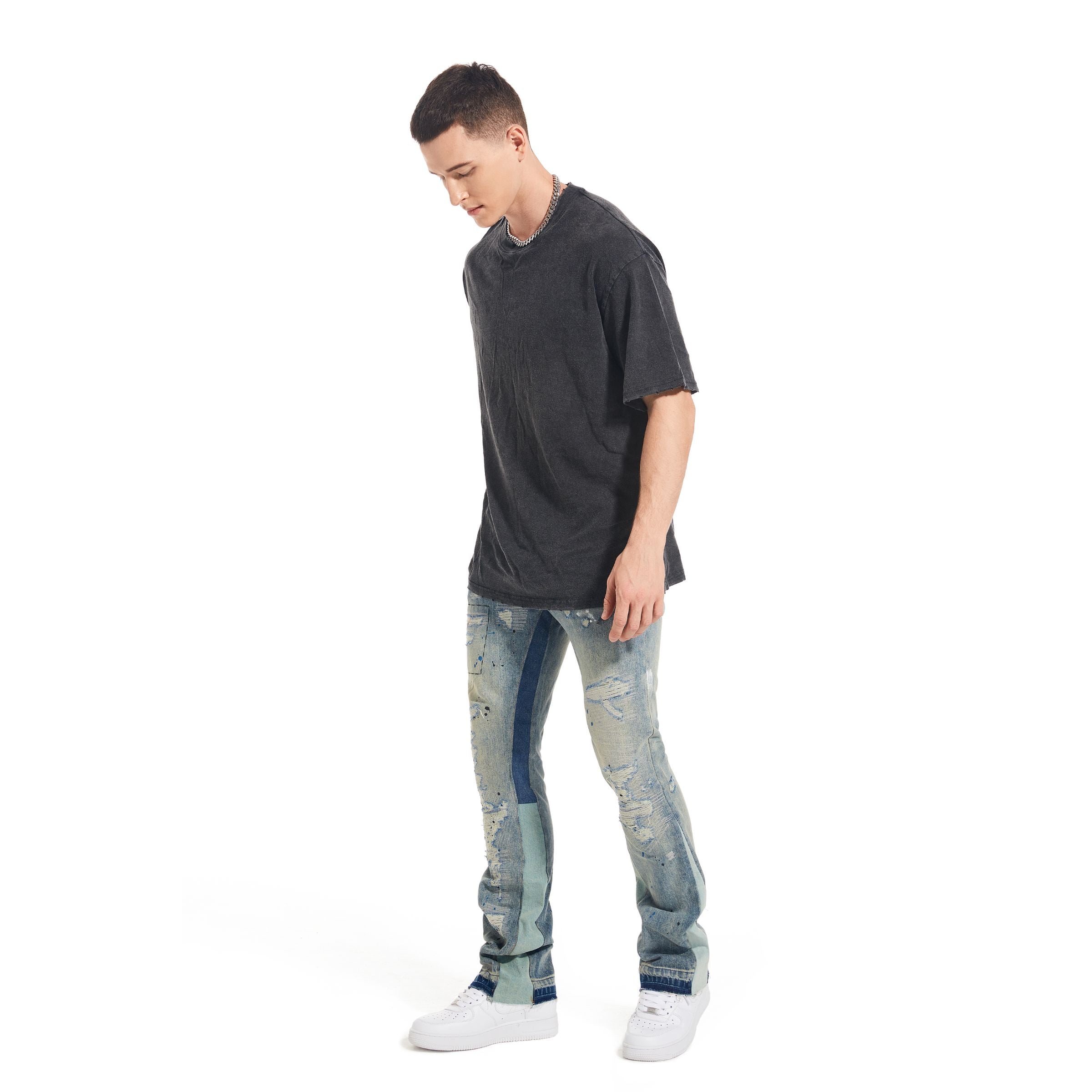 Sneakerhill Flare Denim - Destroyed Indigo - sneakerhillcom