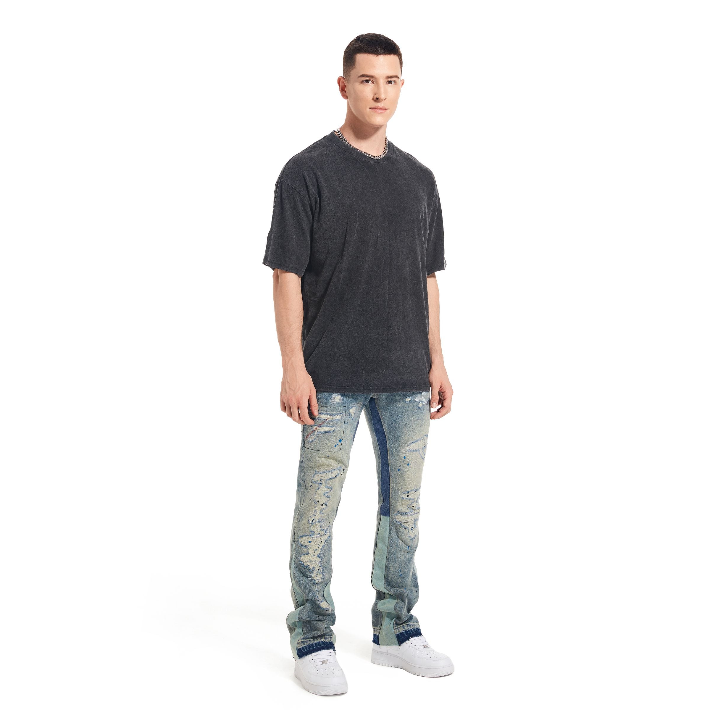 Sneakerhill Flare Denim - Destroyed Indigo - sneakerhillcom