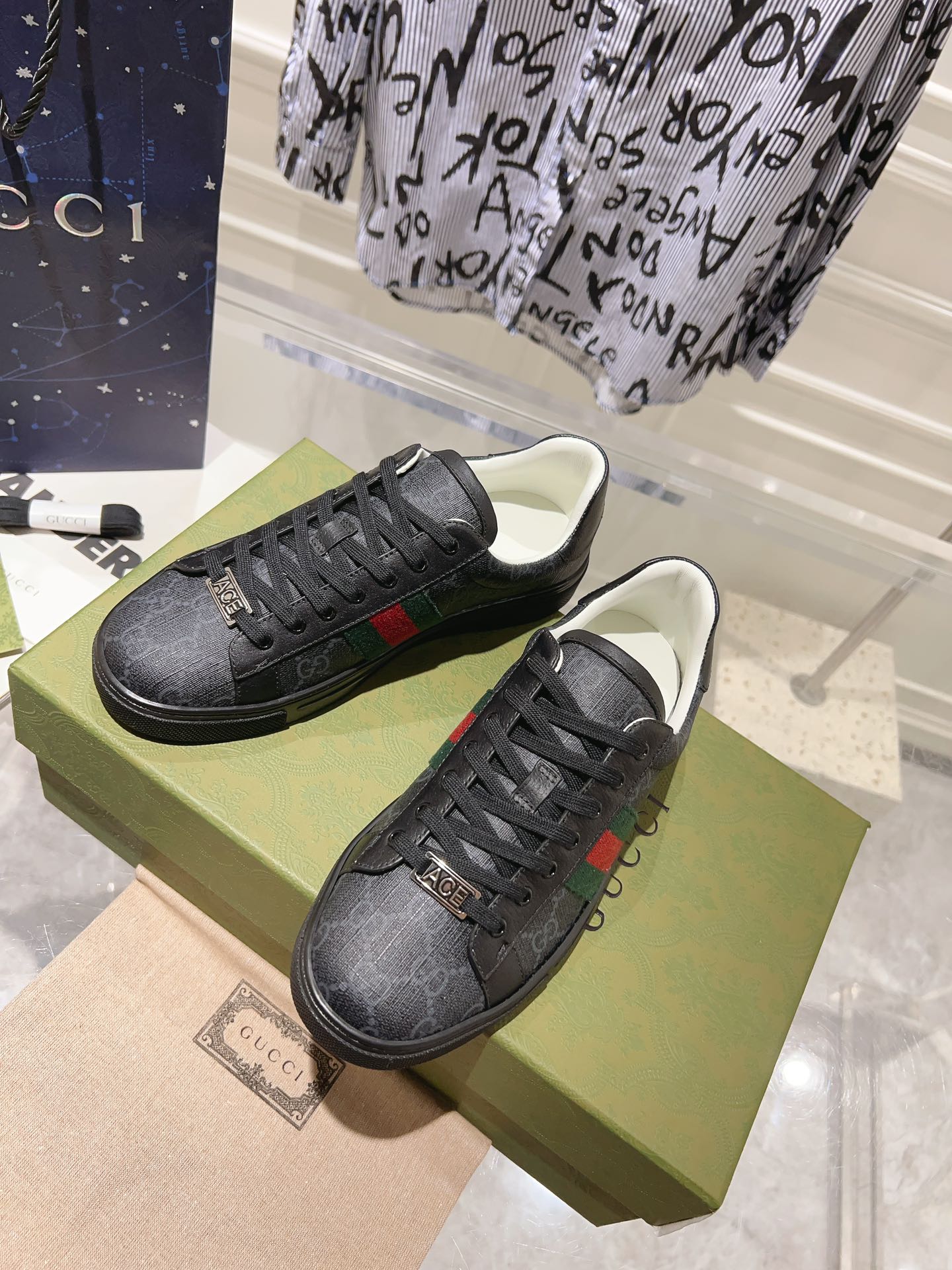 GCI Ace GG Crystal Canvas Black Sneakers-066 - sneakerhillcom