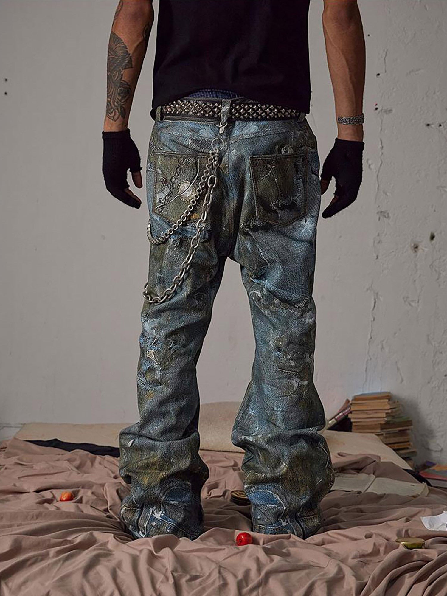 Sneakerhill Graffiti BORO Destruction Chain Jeans - 2110 - sneakerhillcom