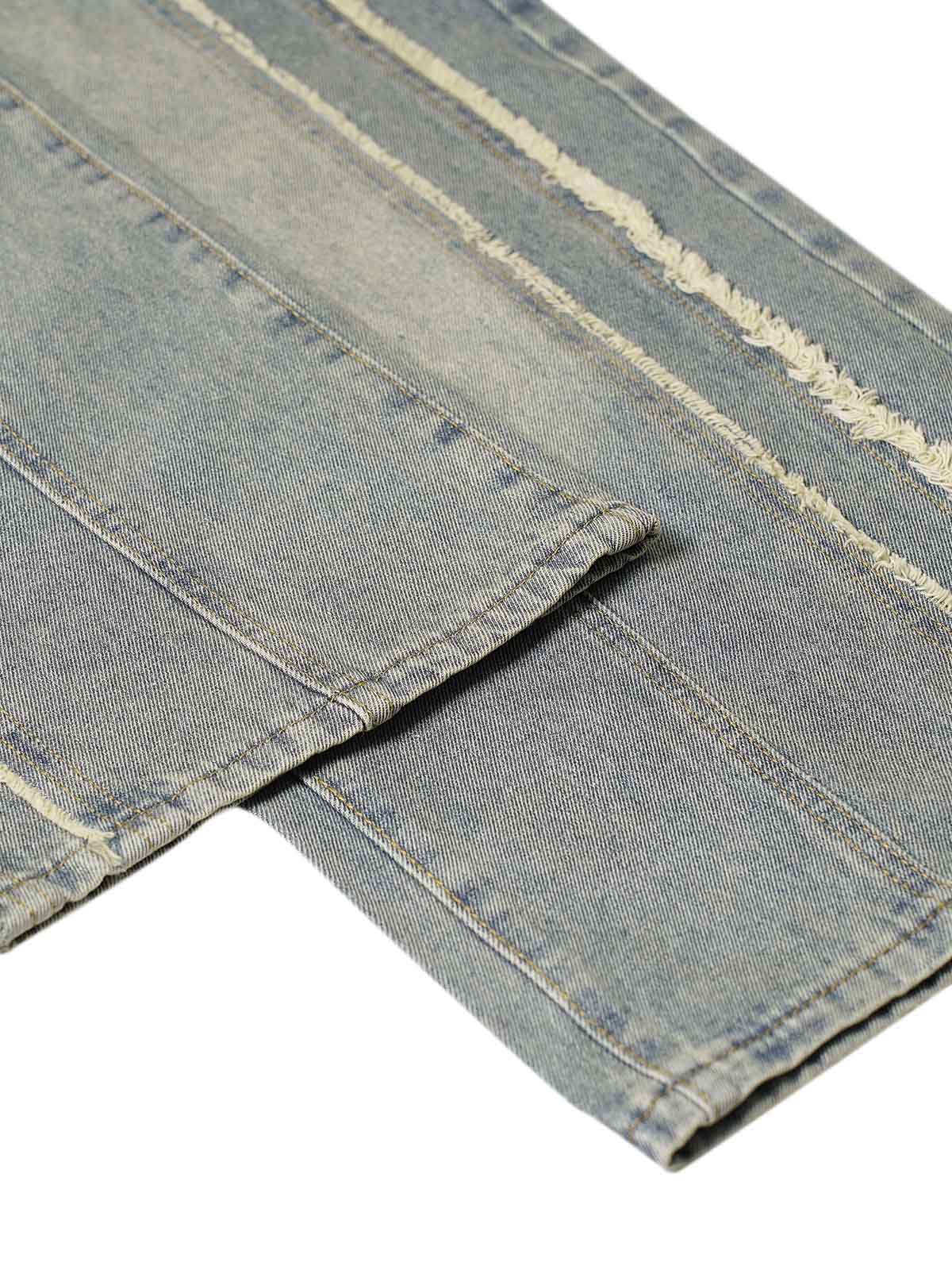 Sneakerhill Washed Distressed Raw Edge Baggy Jeans - sneakerhillcom