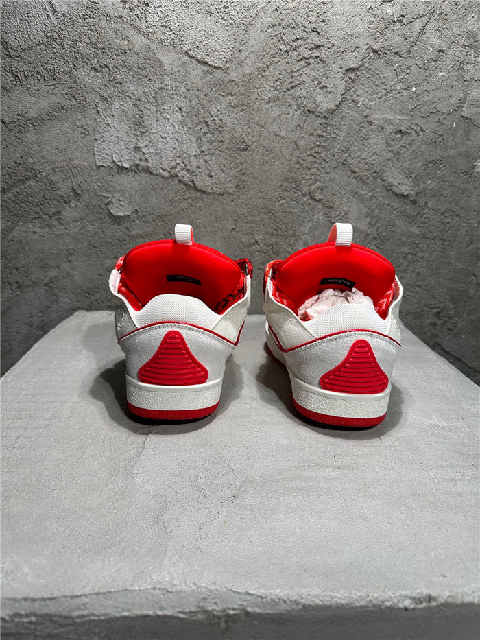 Premium Men Leather Curb Sneaker red white - sneakerhillcom