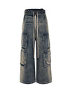 Sneakerhill Wide Leg Multi-Pocket Straight Leg Loose Jeans - 1666 SP230804MVTD