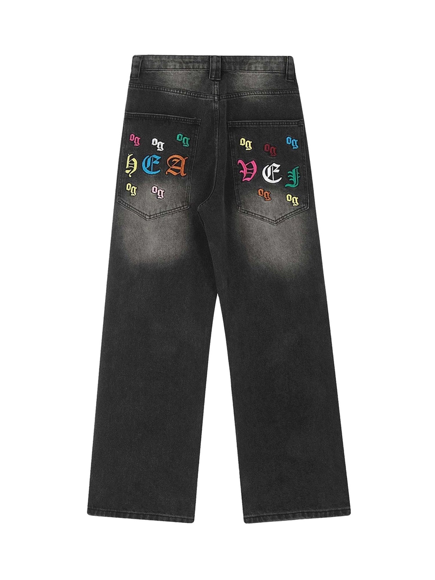 Sneakerhill Gothic Letter Embroidered Jeans - 1936 SP231013DCK0