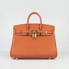 Birkin 25cm Handbag 6068 orange golden Kilta bags