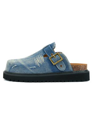 Sneakerhill Vintage Denim Embroidered Birkenstocks