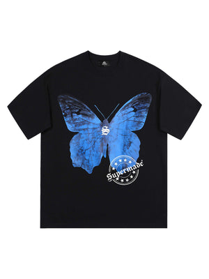 Sneakerhill Street Hip-Hop Butterfly Stamp T-shirt - 2130 SP240807P3AY