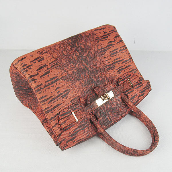 Birkin 30cm Lizard Pattern Handbag 6088 Orange/Golden - sneakerlandnet